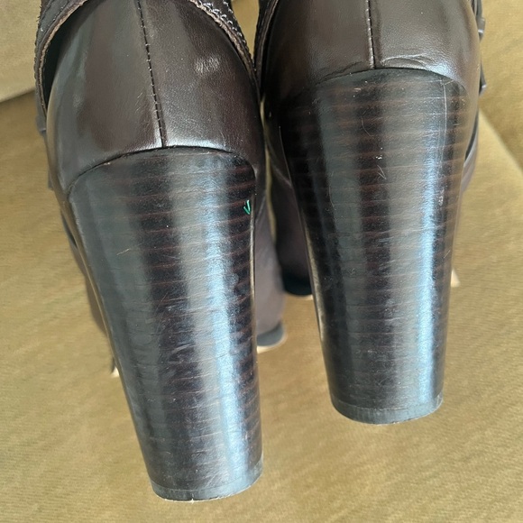 Michael Kors Signature Brown Leather Ankle Suede Fulton Harness Boots Size 10 - Picture 6 of 9